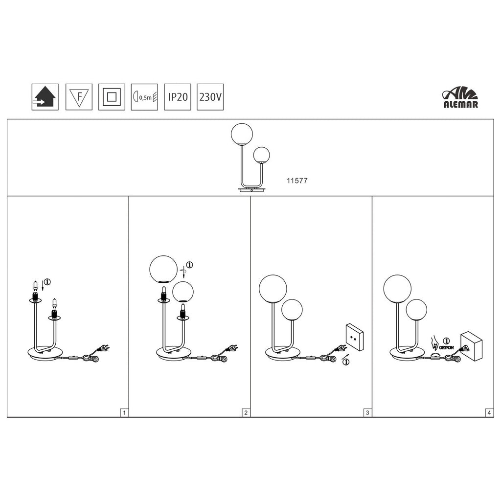 Sobremesa Galaxia Latón Ámbar AJP/Alemar (Ref. 11577): Dimensiones detalladas. Iluminación elegante y cálida para tu hogar.  Compra en luzguru.com
