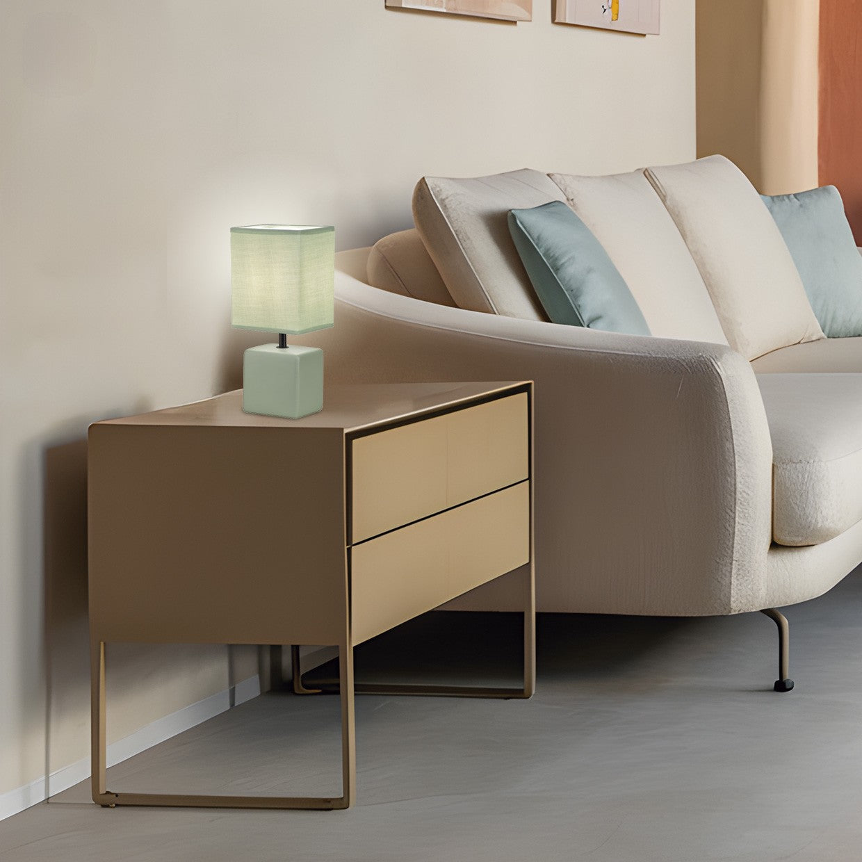 Sobremesa GLEN Verde 40W E-14 AJP/Alemar - Ref. 11693 - Dimensiones del producto. LuzGuru.com
