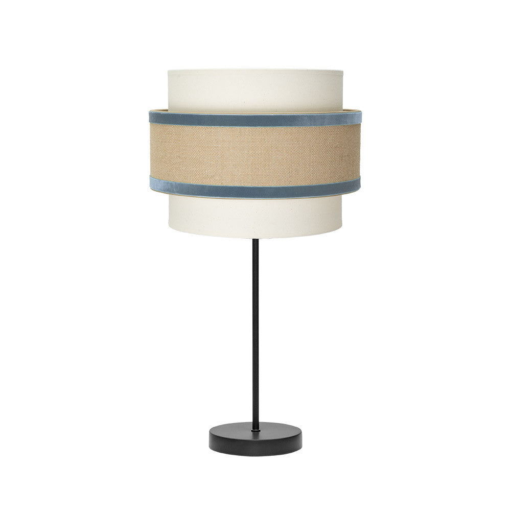 Lámpara de mesa Cornalina Fabrilamp / Abrila textil beis y azul, referencia 246971108