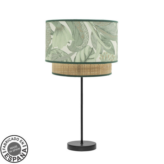 Sobremesa Grande Congo Negro/Verde-Natural de Fabrilamp. Iluminación moderna y elegante para tu hogar.