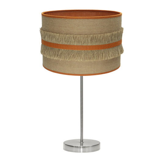Lámpara de Sobremesa Natalia 62 cm Níquel y Pantalla Saco Naranja Fabrilamp - vista principal | Fabrilamp / Abrila