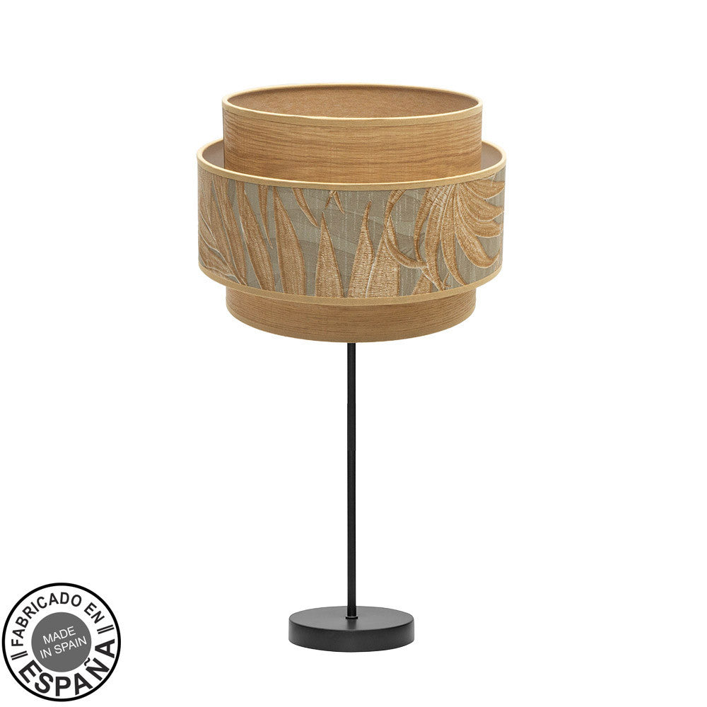Lámpara de mesa alta Samoa Fabrilamp / Abrila diseño textil camel y negro ref. 231471109