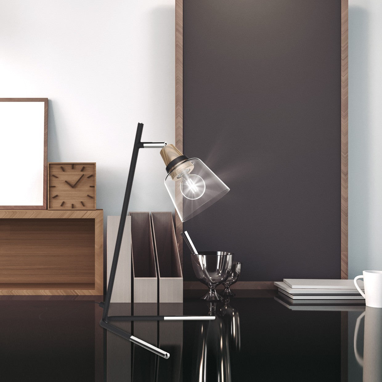 Medidas lámpara sobremesa Indigo Negra AJP/Alemar Ref. 11046 - luzguru.com
