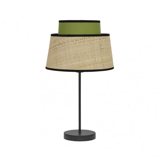 Sobremesa Jia Natural/Verde de Fabrilamp, vista frontal. Diseño moderno y elegante para iluminar tu hogar.