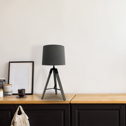 Lámpara Julen fabricada en metal y madera color gris, ideal para interiores