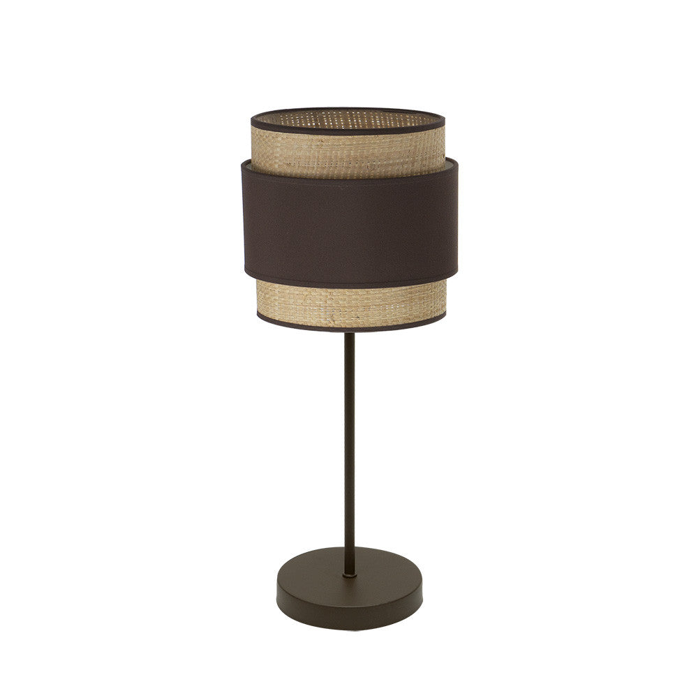 Sobremesa Kandy Natural y Marrón Fabrilamp / Abrila - Lámpara de mesa textil para dormitorio