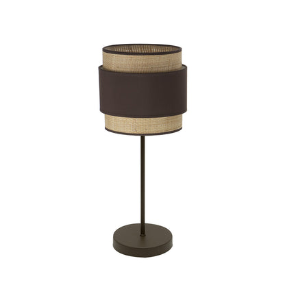 Sobremesa Kandy Natural y Marrón Fabrilamp / Abrila - Lámpara de mesa textil para dormitorio
