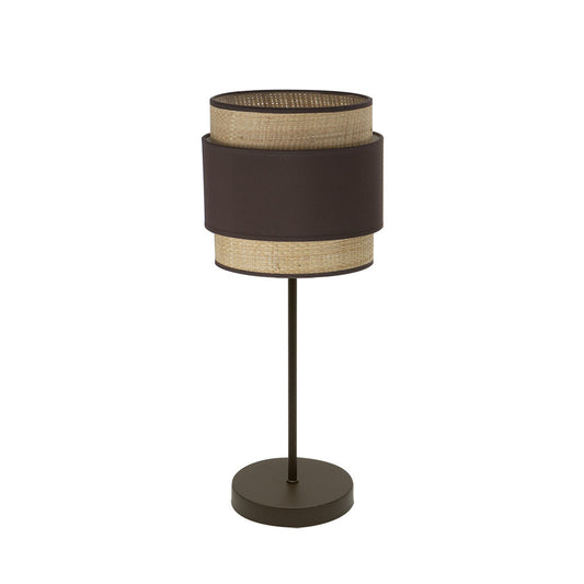 Sobremesa Kandy Natural y Marrón Fabrilamp / Abrila - Lámpara de mesa textil para dormitorio