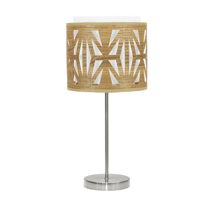 Lámpara de mesa Katerina Fabrilamp / Abrila, diseño moderno en madera clara y níquel.