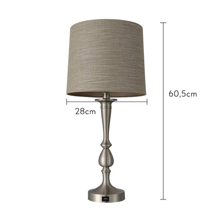 Elegante lámpara de noche con acabado níquel ideal para dormitorio