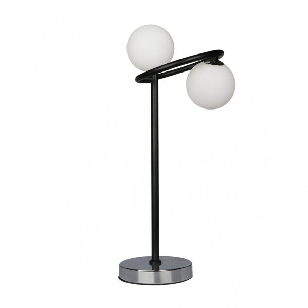 Sobremesa La Habana Negro/Cromo de Fabrilamp/Abrila, dos luces G9, diseño moderno y elegante. luzguru.com