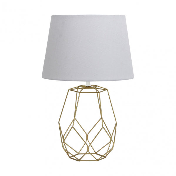 Sobremesa Labeo Oro de Fabrilamp, vista frontal. Iluminación elegante para tu hogar.