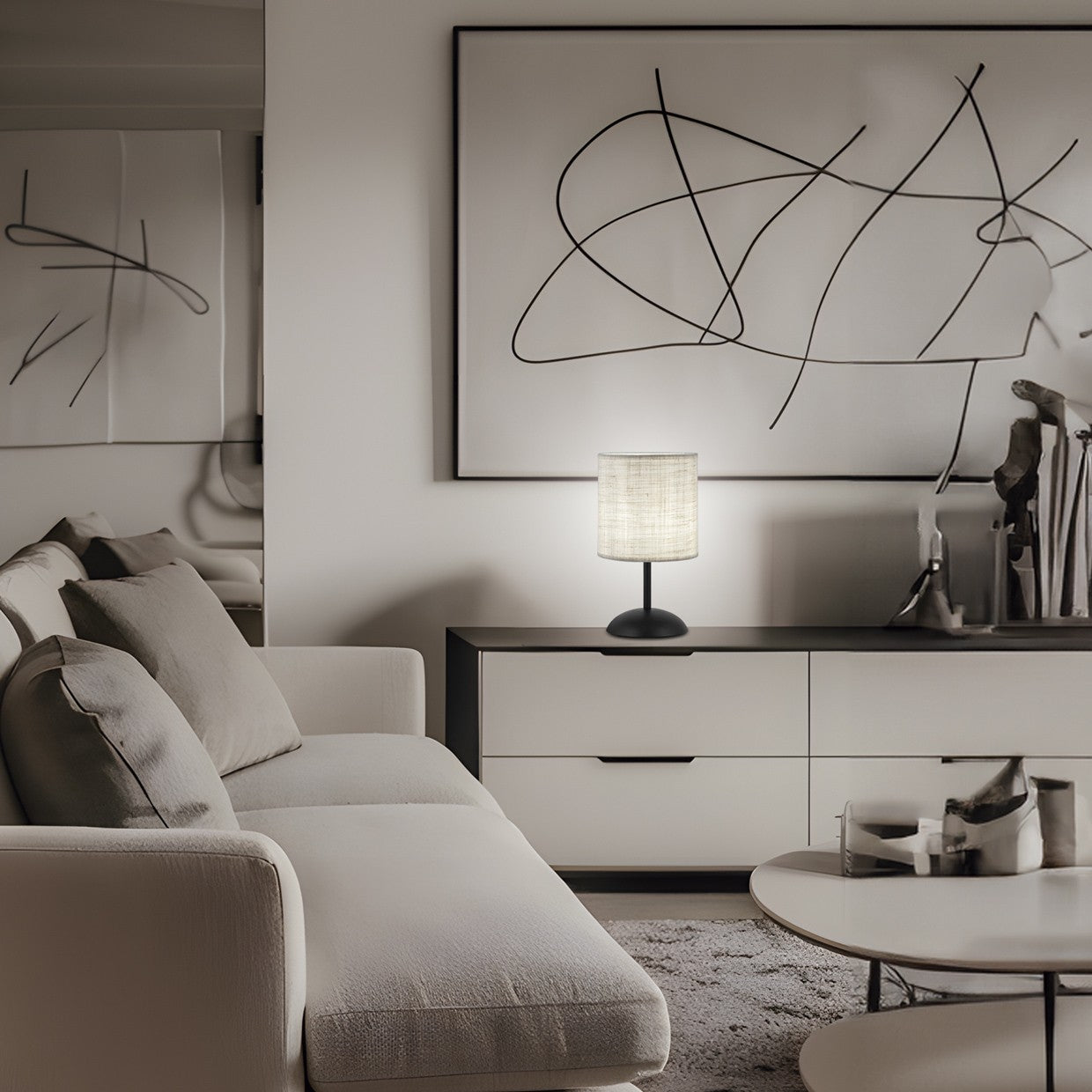 Medidas Sobremesa Larino Lino Tostado AJP/Alemar Ref. 11803 - LuzGuru
