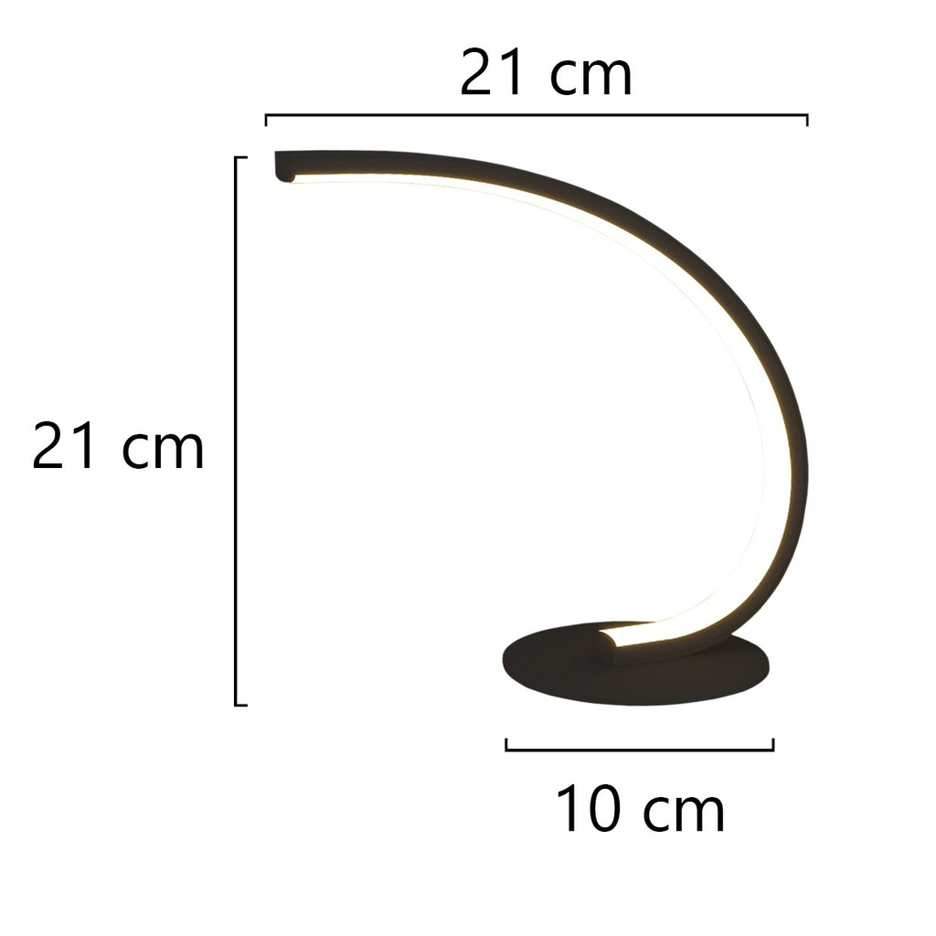 Sobremesa LED Naquel Negra AJP/Alemar (Ref. 11499): 7W, 200 lúmenes, 4000K.  Dimensiones detalladas para una iluminación moderna y elegante en tu espacio.  Compra en luzguru.com
