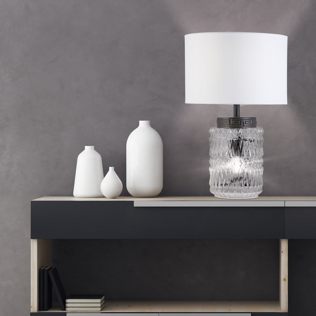 Medidas Lámpara Sobremesa Malmo Negro-Cristal AJP/Alemar (Ref. 10871) - luzguru.com
