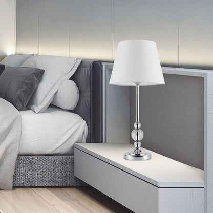 Sobremesa Marela Cromo AJP/Alemar Ref. 60251 - Medidas: [Insertar medidas aquí]. Lámpara sobremesa diseño sofisticado, metal, cristal y tela. LuzGuru.
