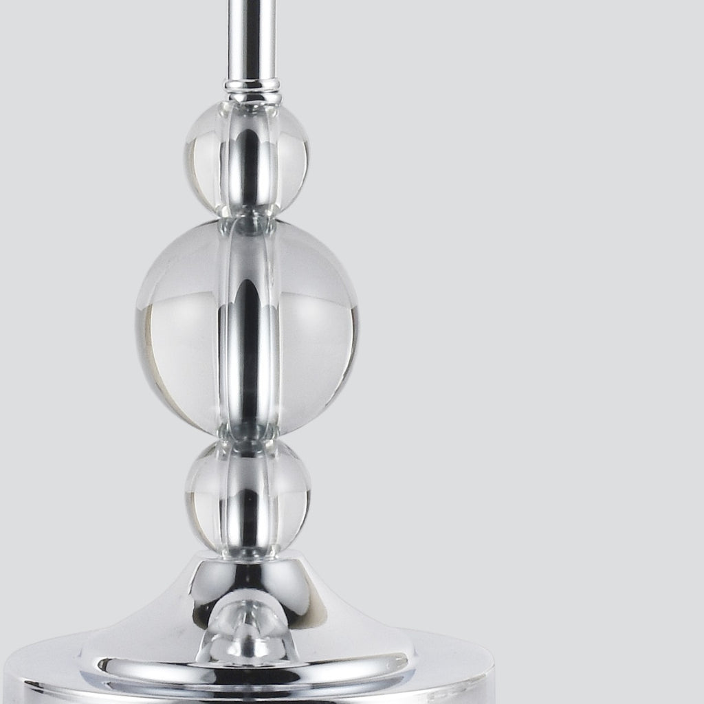 Sobremesa Marela Cromo AJP/Alemar (Ref. 60251): Medidas de la elegante lámpara de sobremesa de metal, cristal y tela. Diseño sofisticado, envío rápido desde LuzGuru.
