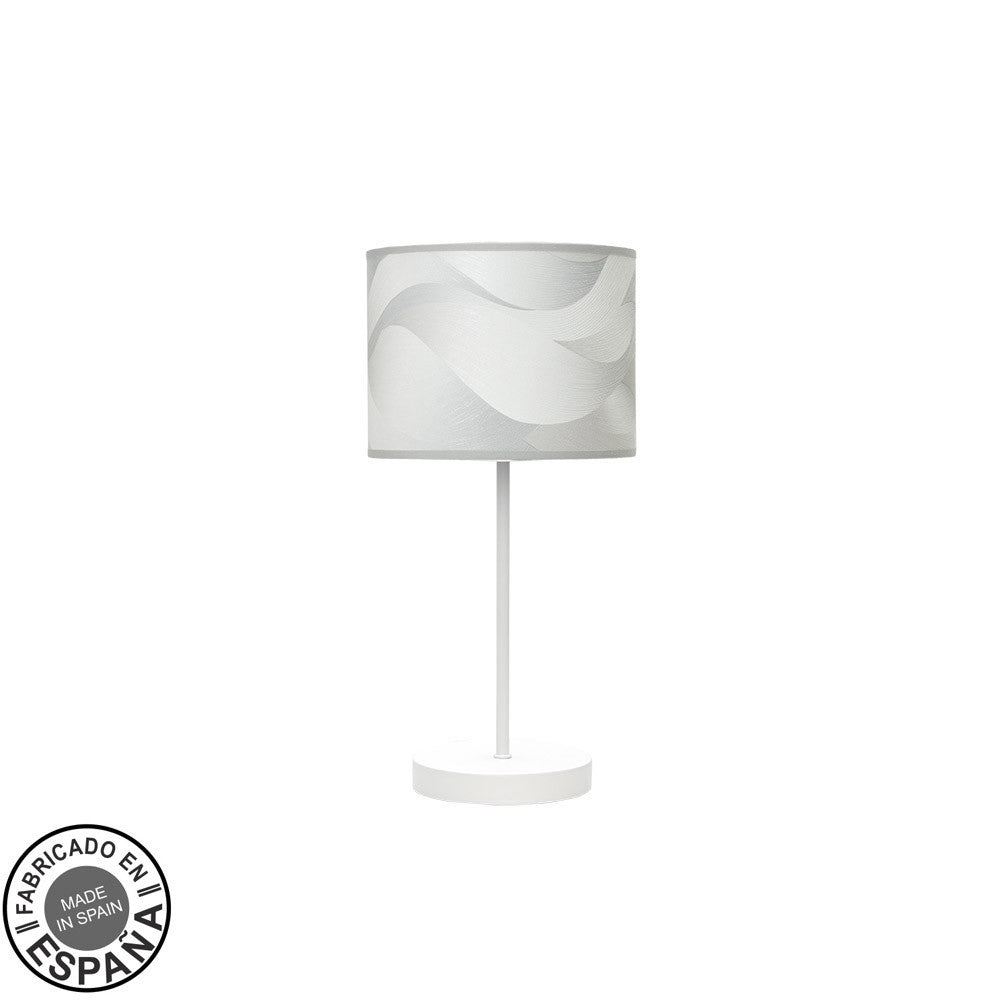 Lámpara de sobremesa MODA Fabrilamp / Abrila textil gris y blanca, Ref. 212470031
