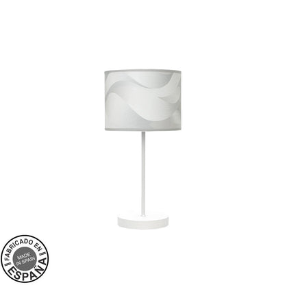 Lámpara de sobremesa MODA Fabrilamp / Abrila textil gris y blanca, Ref. 212470031