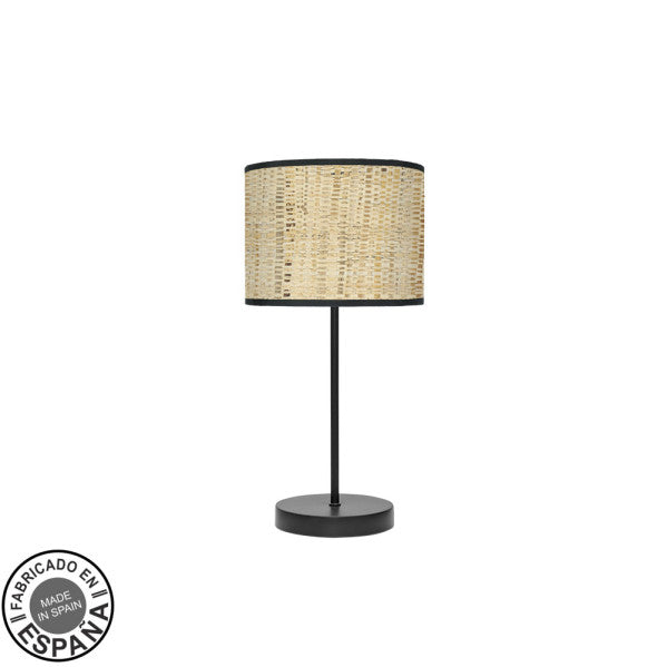 Sobremesa Moda de Fabrilamp, color negro y cañizo oscuro, estilo moderno para iluminar tu hogar. Luz difusa y cálida.