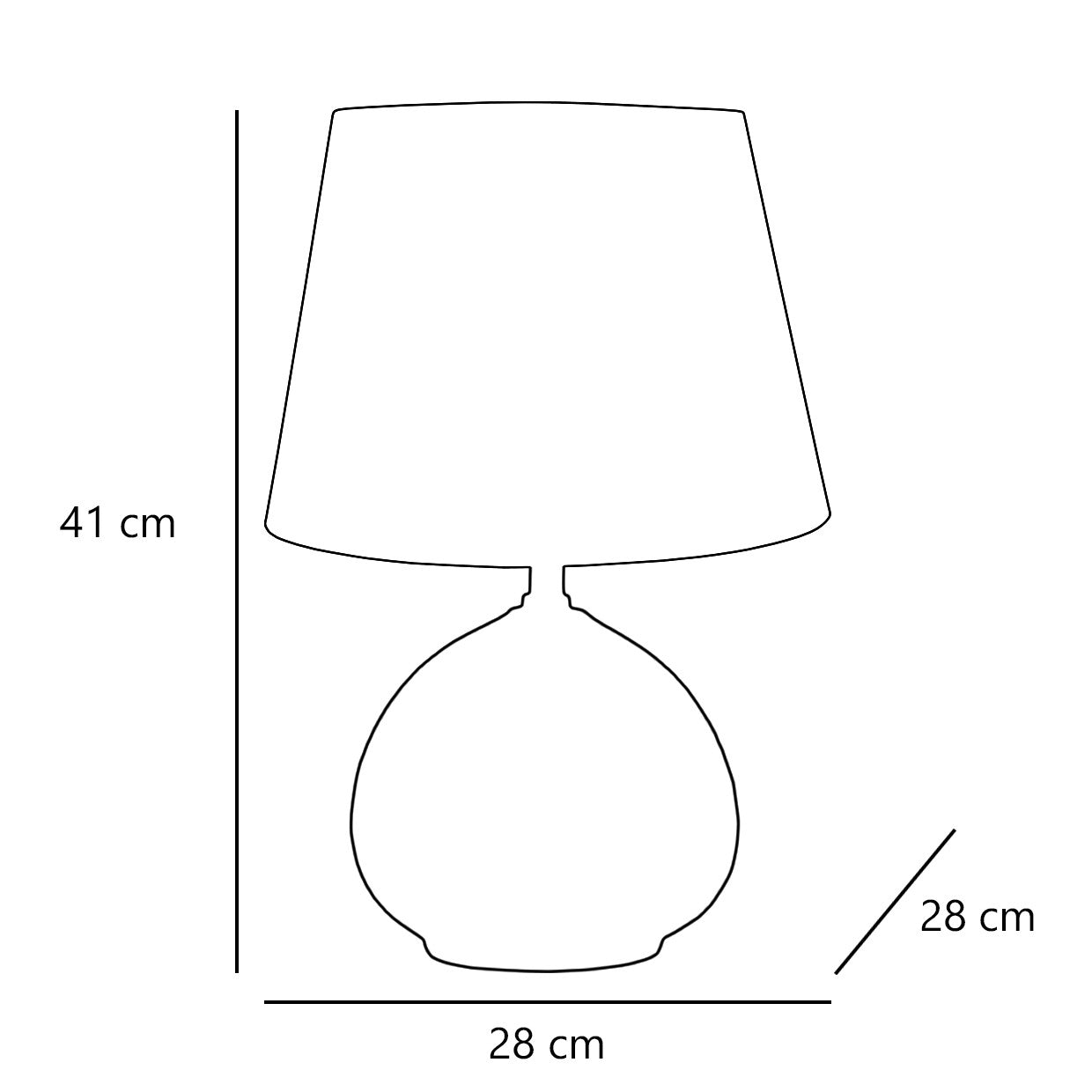 Sobremesa Morgan Blanca AJP/Alemar (3268PT-1PBL): Dimensiones detalladas de la lámpara de sobremesa de cerámica blanca con pantalla de tela.  Luzguru.com
