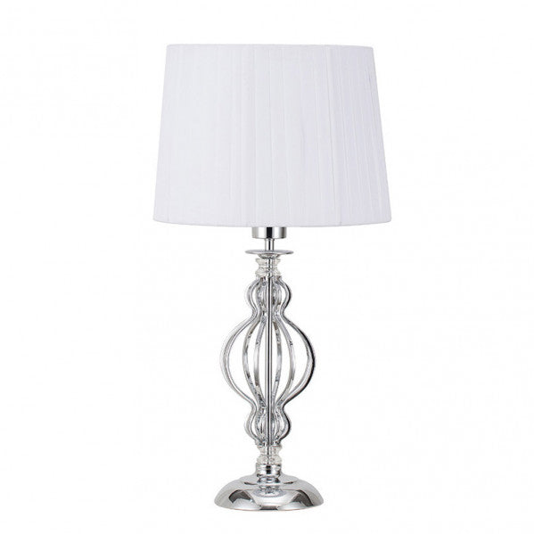 Sobremesa Nazareno Cromo con pantalla blanca de Fabrilamp, ideal para decoración de interiores. Compra en luzguru.com