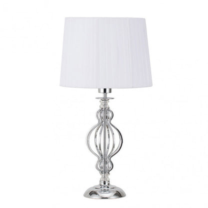 Sobremesa Nazareno Cromo con pantalla blanca de Fabrilamp, ideal para decoración de interiores. Compra en luzguru.com