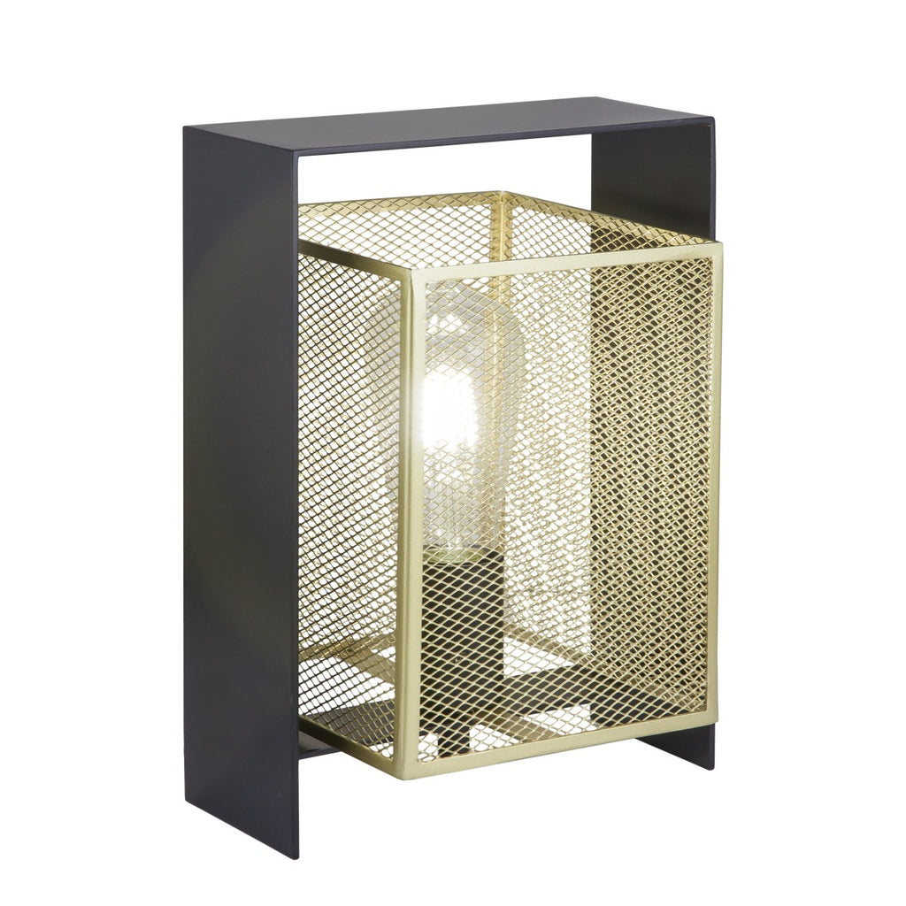 Sobremesa Nimes Negro-Oro AJP/Alemar (Ref. 10890): Dimensiones detalladas.  Iluminación elegante para tu hogar. LuzGuru.com
