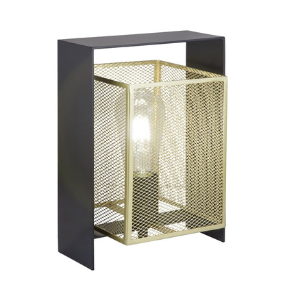 Sobremesa Nimes Negro-Oro AJP/Alemar (Ref. 10890): Dimensiones detalladas.  Iluminación elegante para tu hogar. LuzGuru.com
