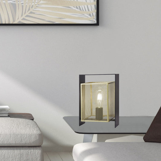 Sobremesa Nimes Negro-Oro AJP/Alemar (Ref. 10890) - Medidas: [Insertar medidas aquí].  Diseño elegante en metal. LuzGuru.com
