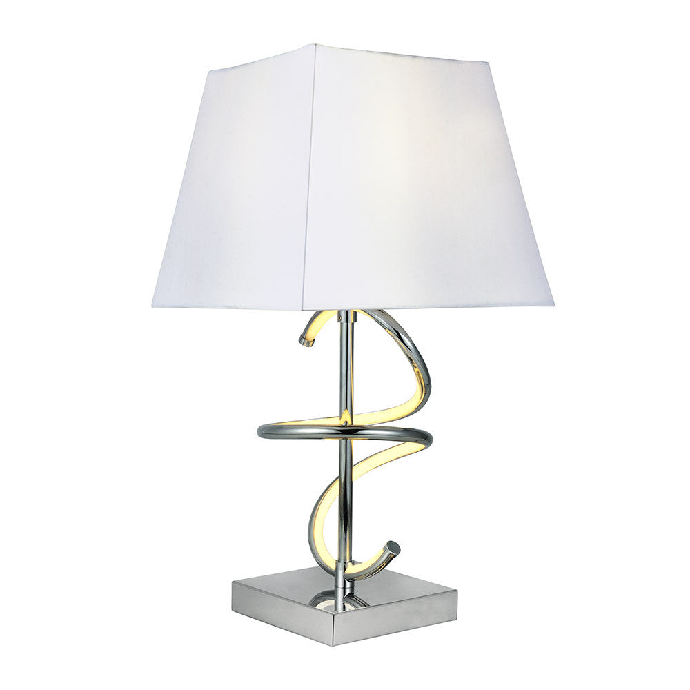 Sobremesa Nueva York fabricada en metal cromado y textil blanco