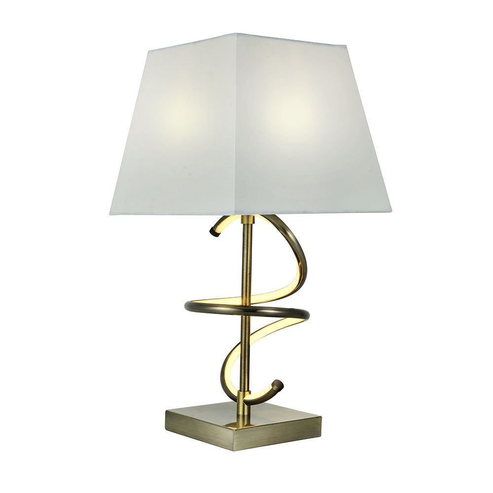 Sobremesa Nueva York fabricada en metal y cuero, pantalla color blanco roto