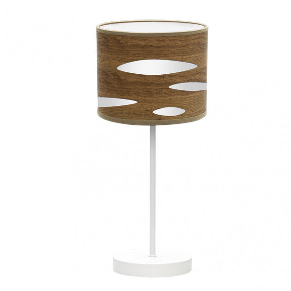 Sobremesa Odra Blanco/Madera Oscura de Fabrilamp, diseño moderno y elegante para tu hogar. Disponible en luzguru.com