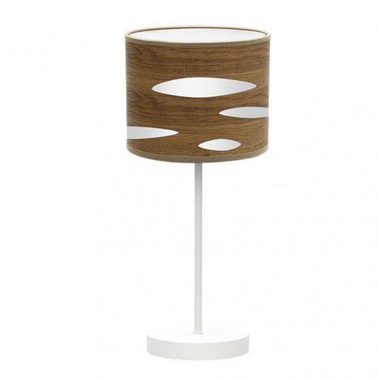 Sobremesa Odra Blanco/Madera Oscura de Fabrilamp, diseño moderno y elegante para tu hogar. Disponible en luzguru.com