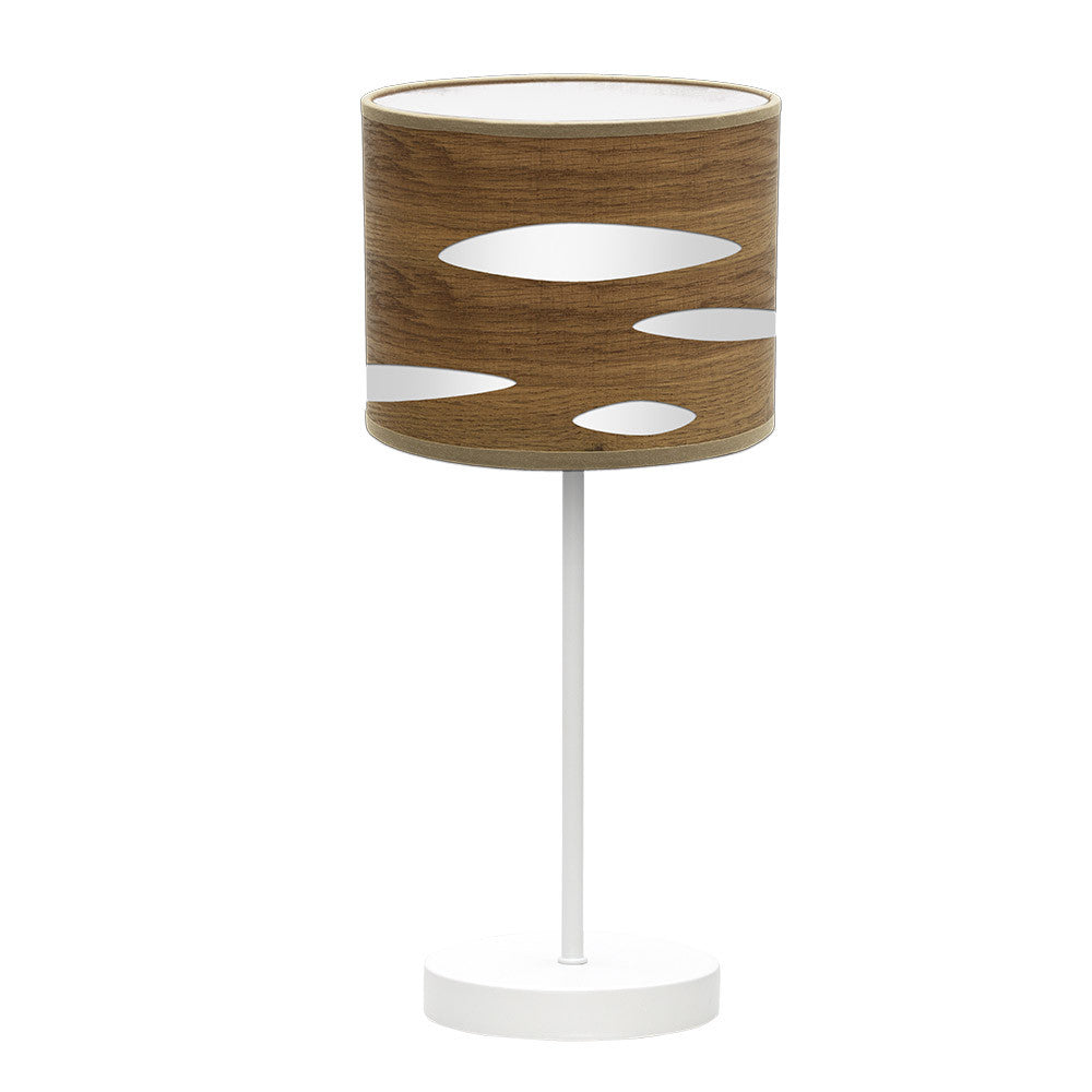 Lámpara de mesa Odra Fabrilamp / Abrila moderna blanca y madera oscura, ref: 177171084