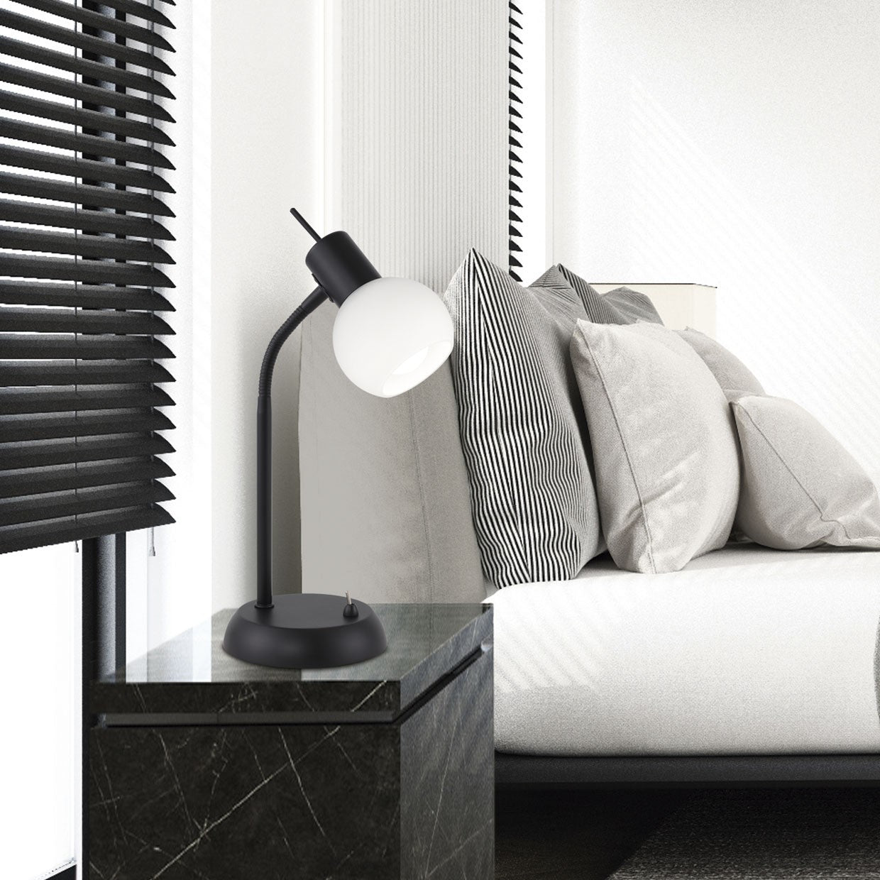 Lámpara sobremesa Opal Negra AJP/Alemar Ref. 11123 - Medidas: [inserta medidas aquí] - luzguru.com
