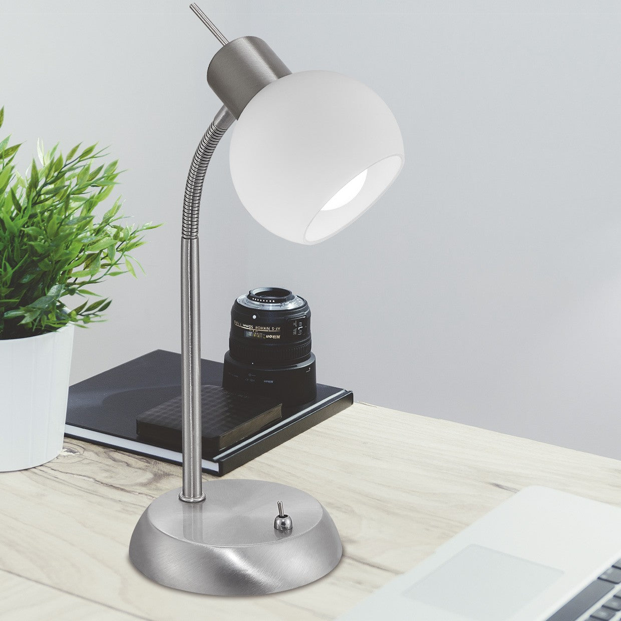 Medidas lámpara sobremesa Opal Niquel Satinado AJP/Alemar Ref. 10449 - LuzGuru
