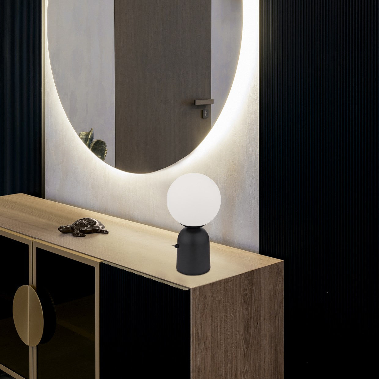 Sobremesa Parma Negra 40W AJP/Alemar (Ref. 11599) - Medidas detalladas.  Luzguru.com
