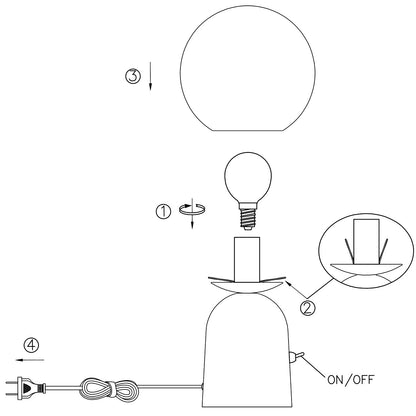 Sobremesa Parma Negra 40W AJP/Alemar (Ref. 11599) - Medidas. Iluminación elegante para tu hogar. LuzGuru.com
