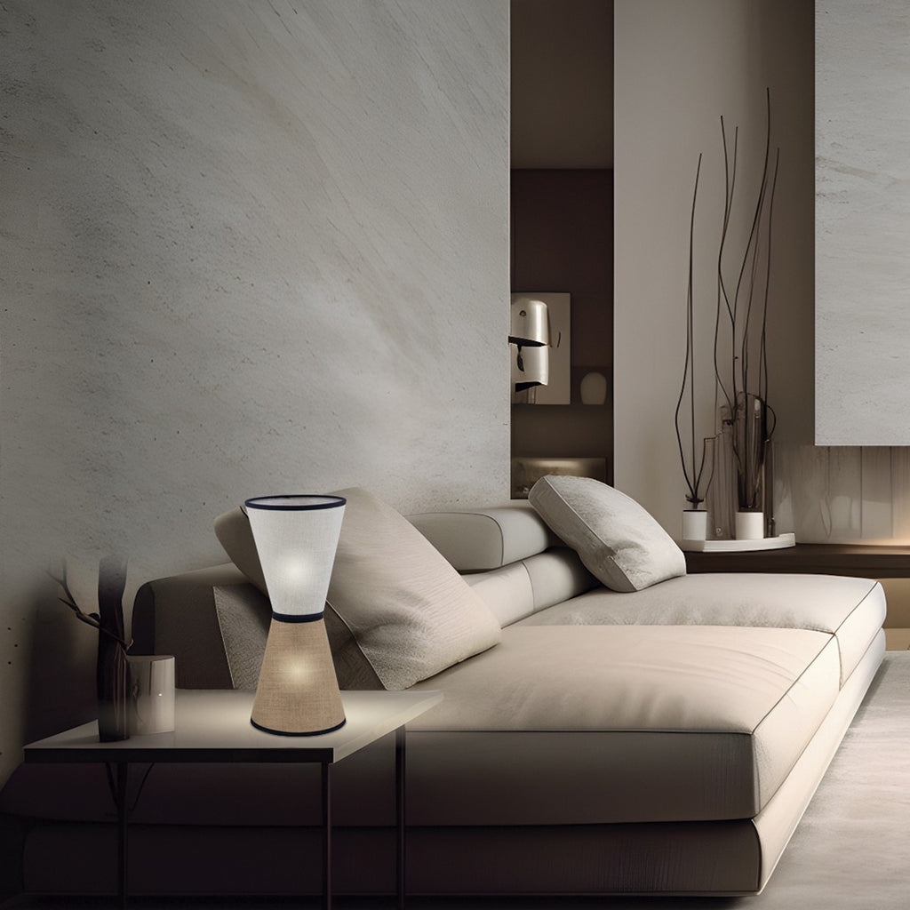 Sobremesa Parnaso Beige AJP/Alemar (Ref. 11513) - Medidas detalladas.  Iluminación, sobremesa, diseño elegante, luzguru.
