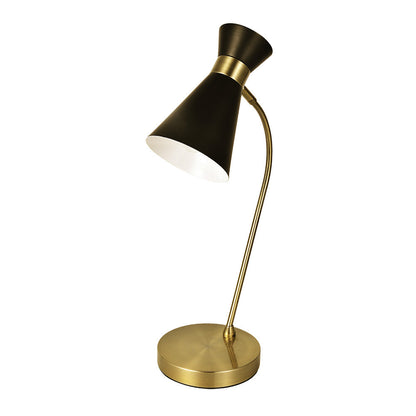 Flexo Petra de Sobremesa Fabrilamp / Abrila, orientable, negro y cuero, referencia 154371009