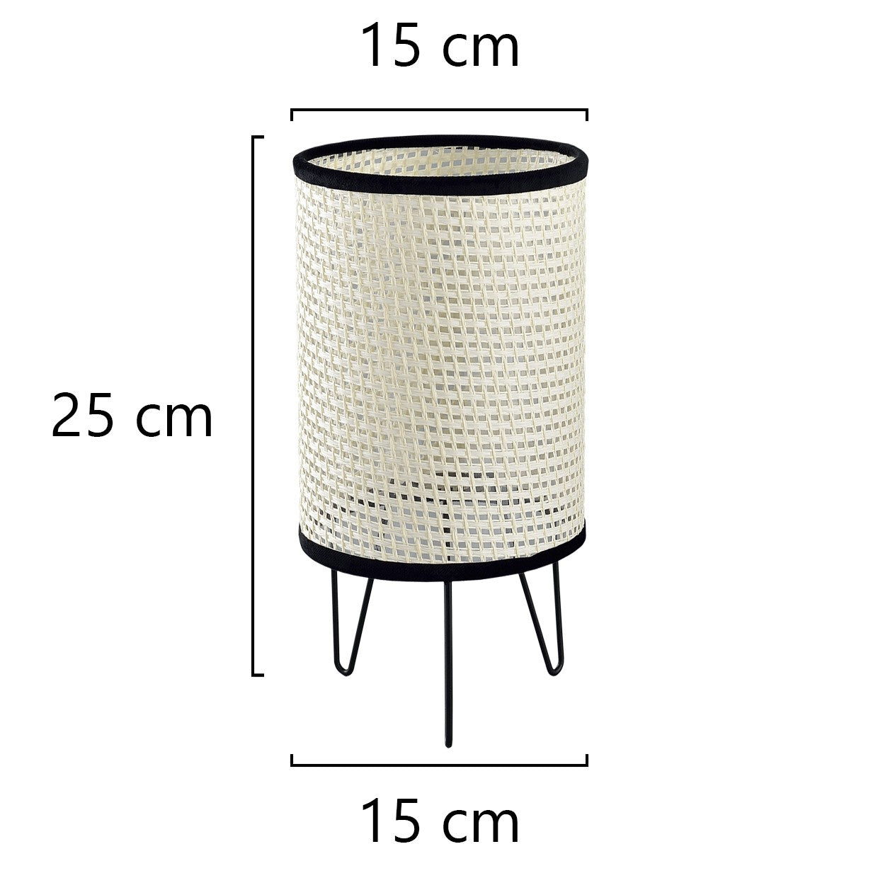 Medidas Sobremesa Polo Rejilla Negra AJP/Alemar Ref. 11372 - LuzGuru.com
