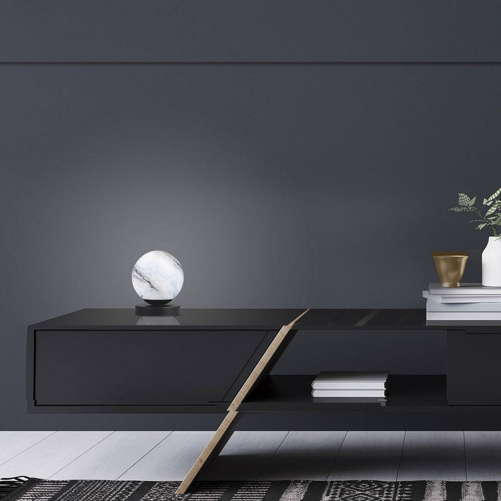 Sobremesa Salem Negra 40W E-14 AJP/Alemar (Ref. 11236) - Medidas detalladas. Iluminación elegante y eficiente de LuzGuru.
