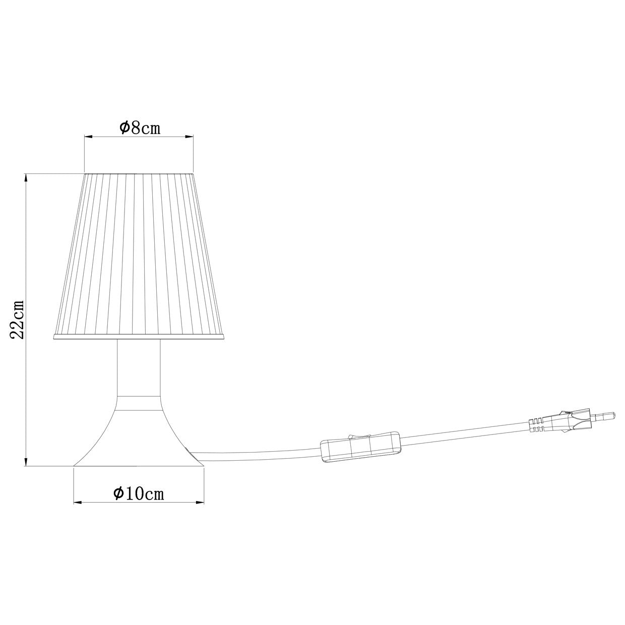 Sobremesa SIOBAN Negra 18W AJP/Alemar (Ref. 11389) - Medidas.  Luzguru.com
