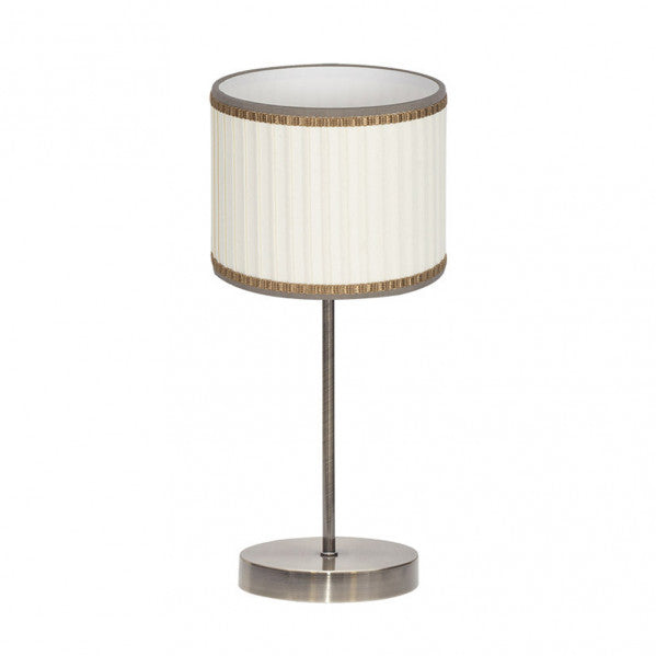 Sobremesa Soprano de Fabrilamp, color cuero y beige, diseño clásico, ideal para iluminar cualquier espacio.