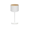 Sobremesa Tania 1xE14 Blanco/Madera Clara de Fabrilamp / Abrila - Lámpara de mesa con pantalla textil y estructura metálica