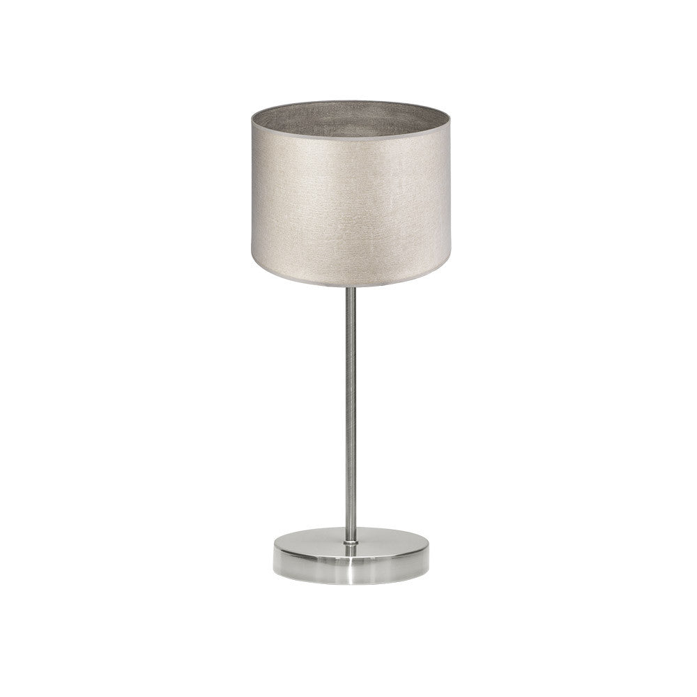 Lámpara Sobremesa Tania Fabrilamp / Abrila - Níquel con Pantalla Madera Gris 42x17x17 cm