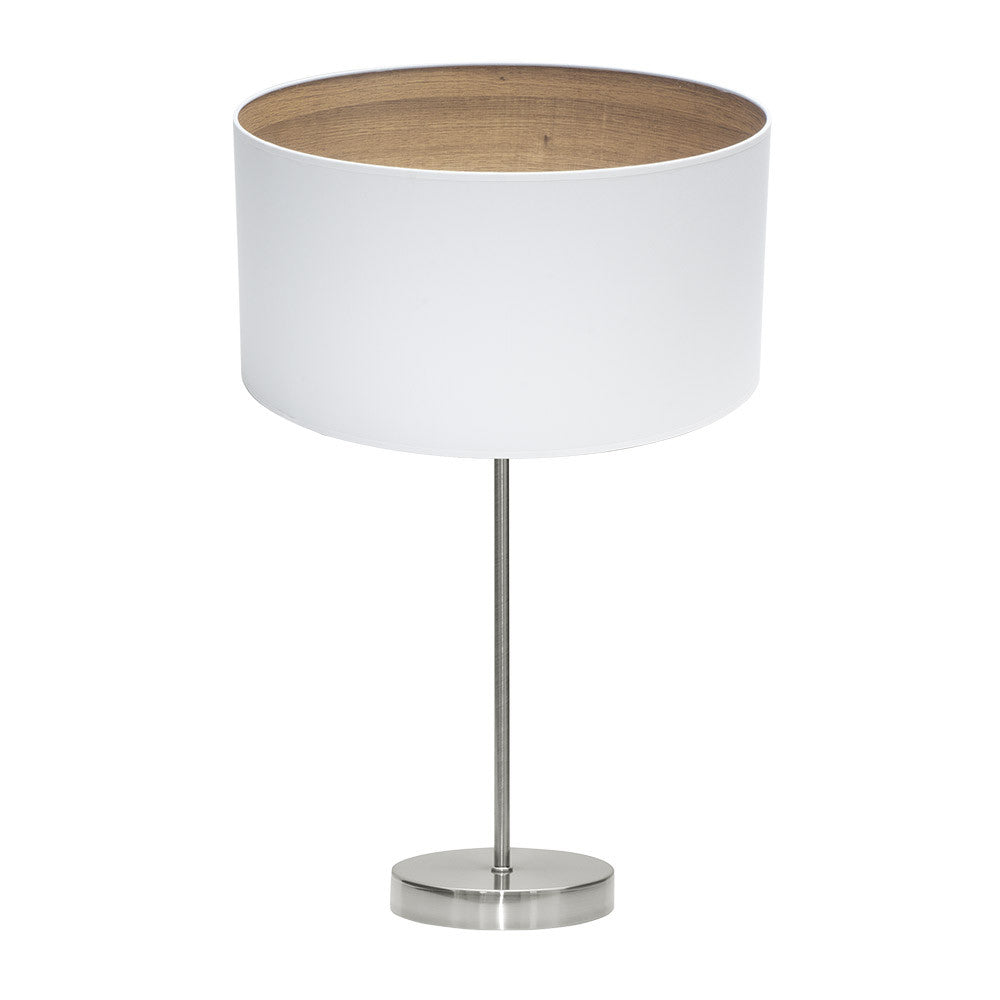 Lámpara de sobremesa Tatiana Fabrilamp / Abrila, diseño moderno en níquel y madera clara, referencia 189171185
