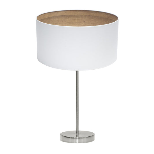 Lámpara de sobremesa Tatiana Fabrilamp / Abrila, diseño moderno en níquel y madera clara, referencia 189171185