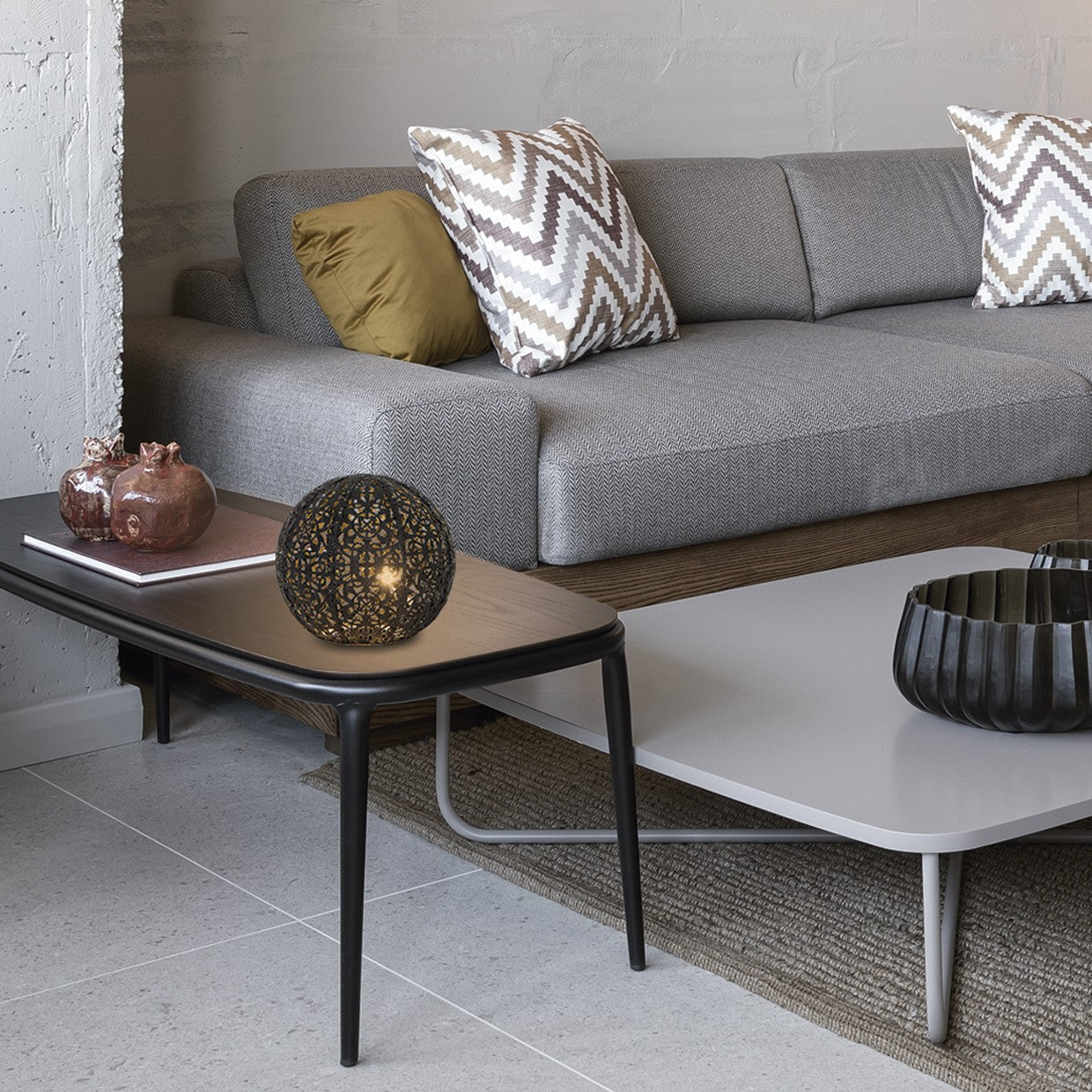 Sobremesa TICAM Negra 28W G-9 AJP/Alemar - Ref. 11391 - Medidas detalladas. LuzGuru.com
